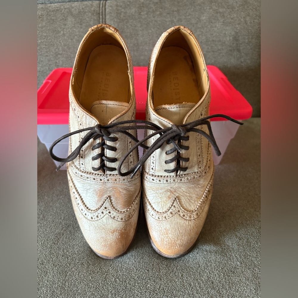 Bed Stu Tan Leather Brogue Oxford Shoes